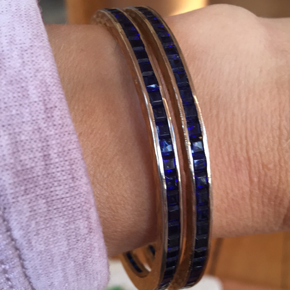 Blue rhinestone bangles